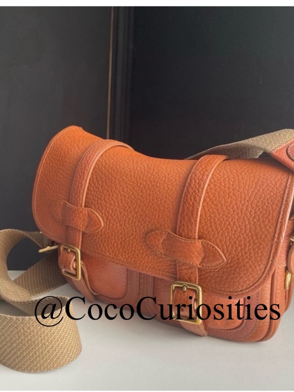 Dooney and Bourke Webster Double Pocket Leather Book Bag Saddle Tan